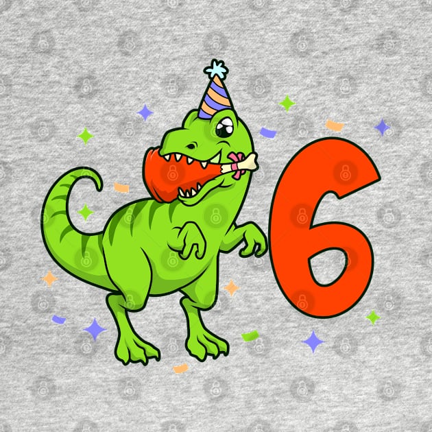 I am 6 with TREX - boy birthday 6 years old by Modern Medieval Design